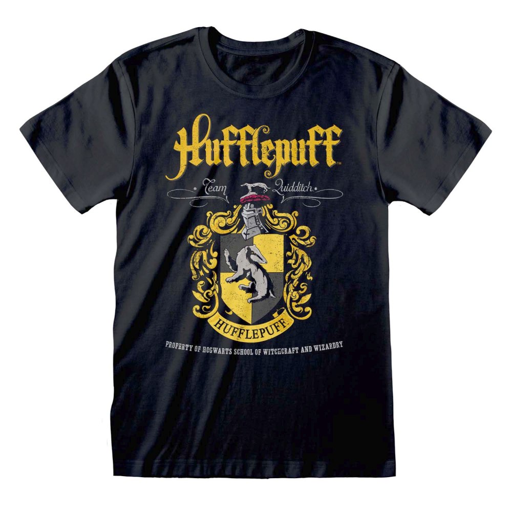 Harry Potter - Hufflepuff Crest Heren T-shirt - Zwart